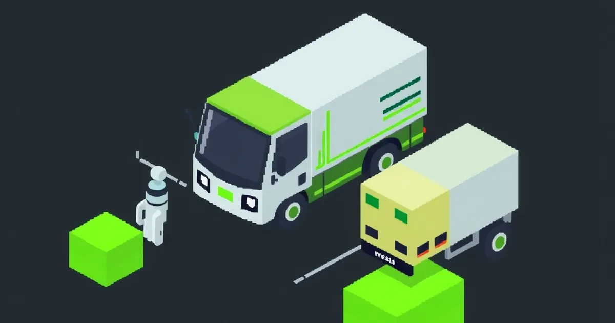AI for Logistics and Delivery Teams, pixel-art illustration