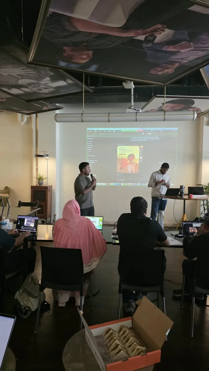 Participants presenting what they built