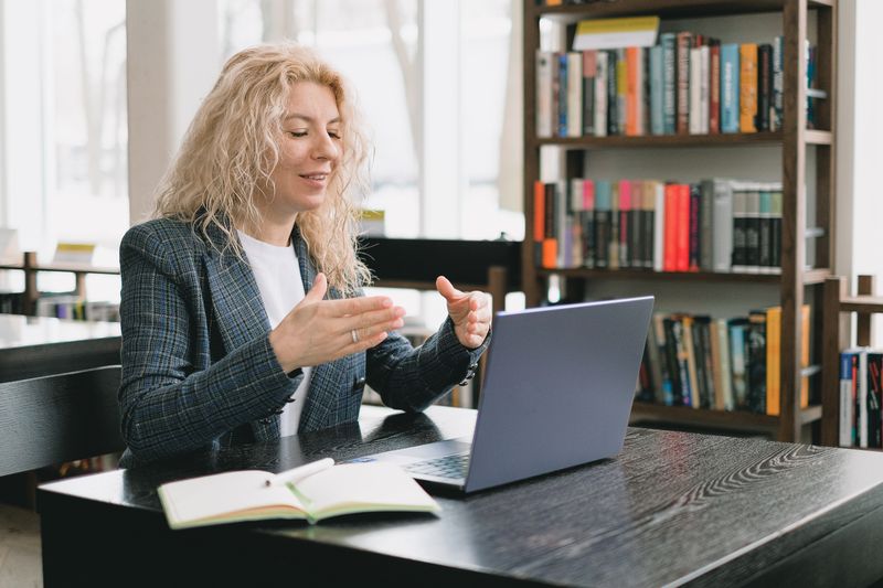Person signing during a video call
